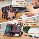 Wood Phone Docking Station for Men - Desk or Nightstand Organizer