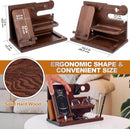 Wood Phone Docking Station for Men - Desk or Nightstand Organizer