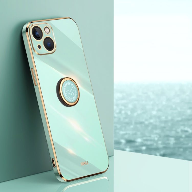 XINLI Straight Edge 6D Electroplate TPU Phone Case with Ring Holder