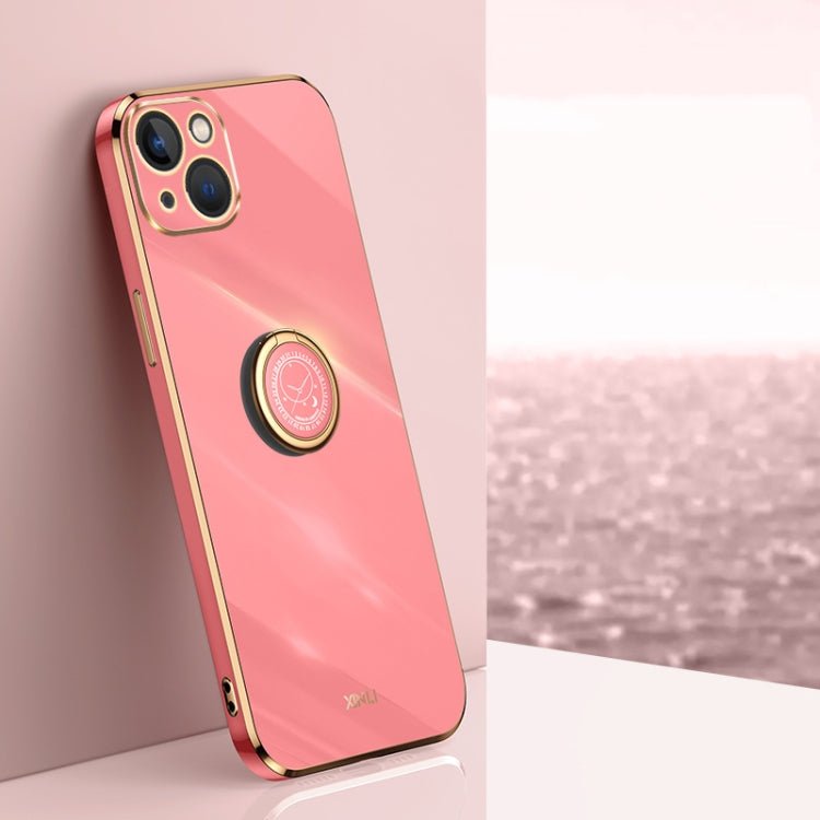 XINLI Straight Edge 6D Electroplate TPU Phone Case with Ring Holder