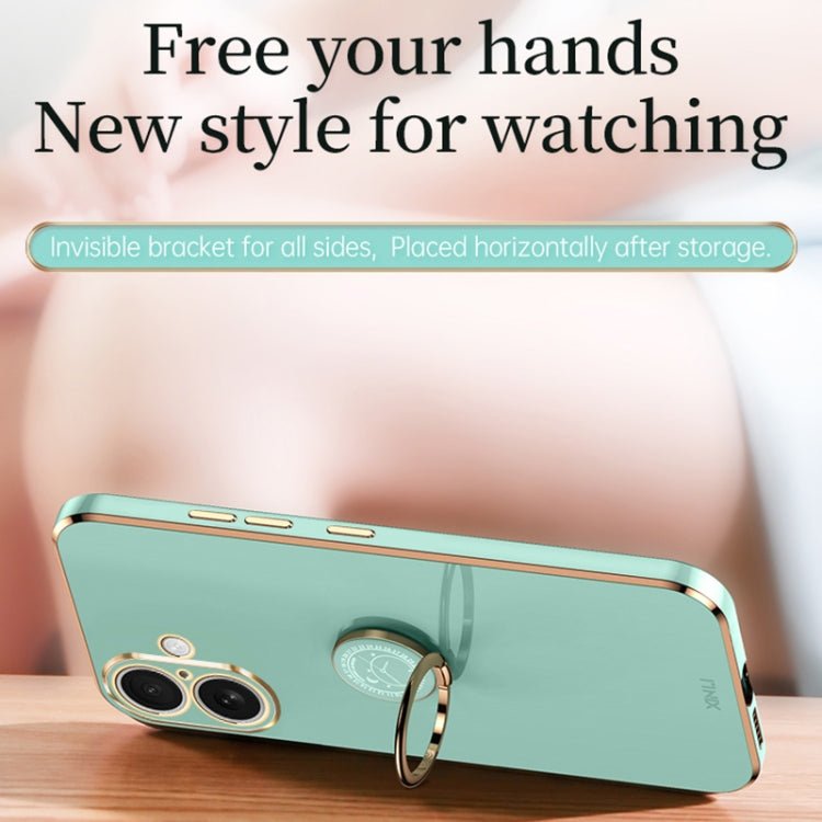 XINLI Straight Edge 6D Electroplate TPU Phone Case with Ring Holder