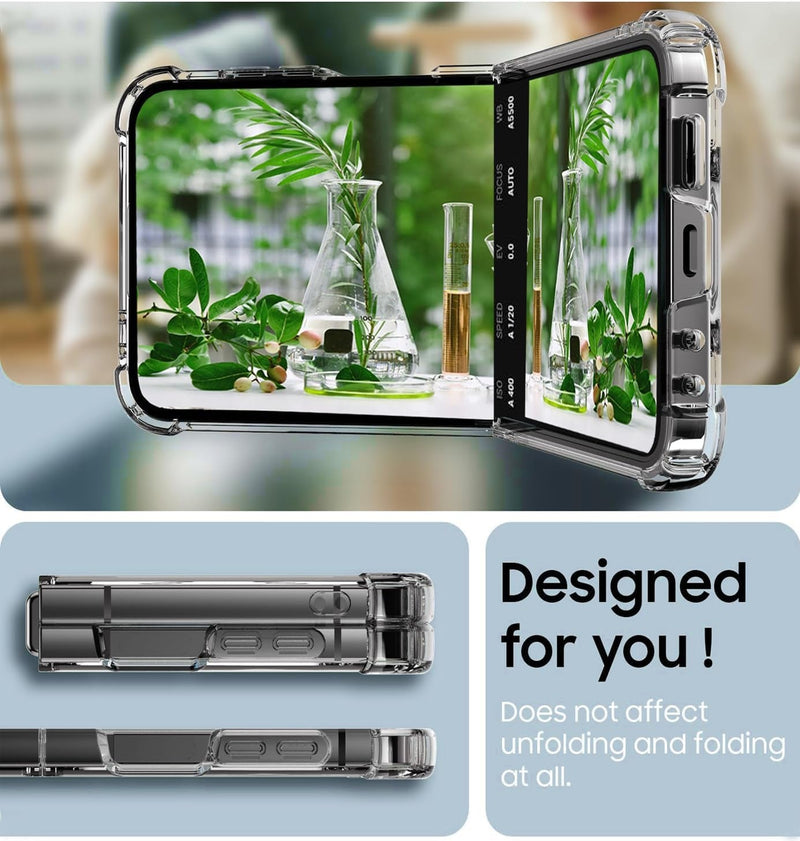 Z Flip 6 Clear Case for Samsung Galaxy Z Flip 6 Phone Case with Front Screen Protector for Samsung Z Flip6 Case Slim Thin Shockproof Phone Case Silicone for Galaxy Z Flip 6 Cover - Transparent
