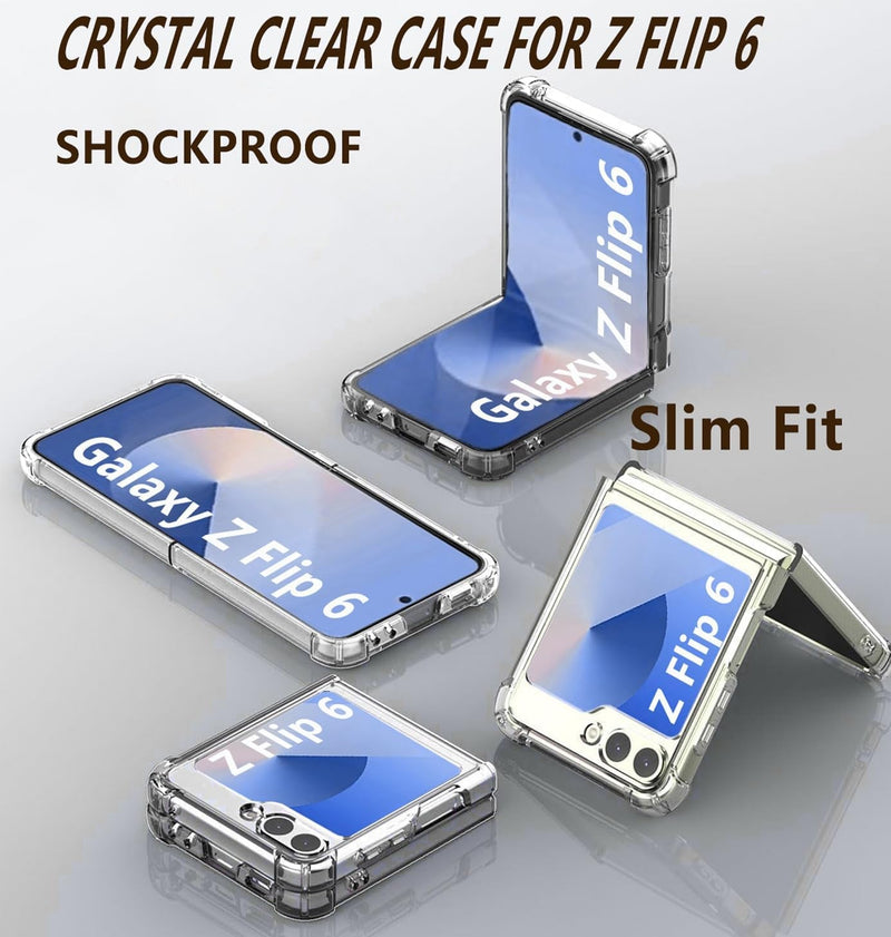Z Flip 6 Clear Case for Samsung Galaxy Z Flip 6 Phone Case with Front Screen Protector for Samsung Z Flip6 Case Slim Thin Shockproof Phone Case Silicone for Galaxy Z Flip 6 Cover - Transparent