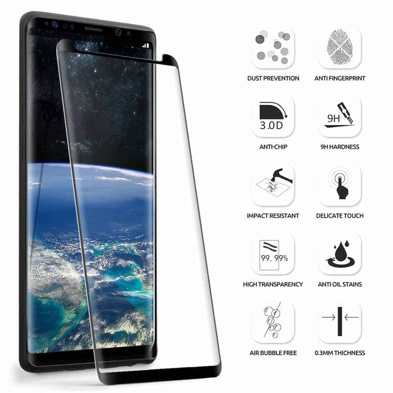 2 Pack Galaxy Note 8 Screen Protector Tempered Glass Black - Gorilla Cases