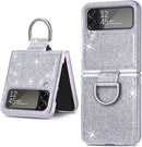 Case Ring Samsung Galaxy Z Flip 4 Luxury Glitter Shiny PU Leather Gold