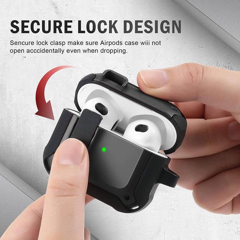 Airpod 3rd Generation Case Secure Lock Clip Case Apple AirPod 3 Case -Black - Gorilla Cases