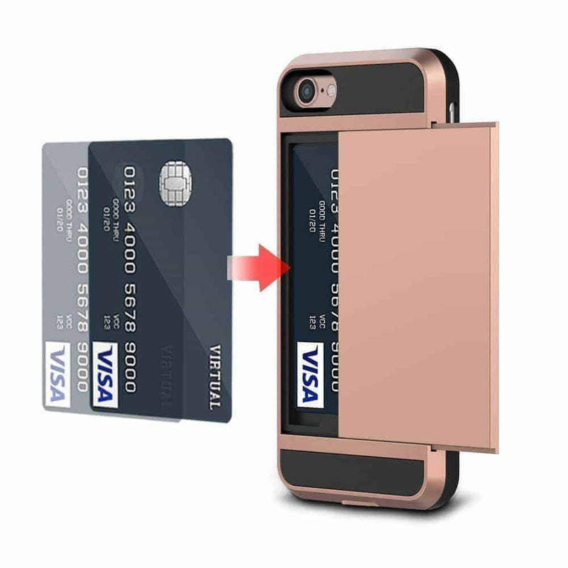 Apple iPhone 8 Credit Card Wallet Phone Case Rose Apple iPhone 8 Credit Card Wallet Phone Case Rose