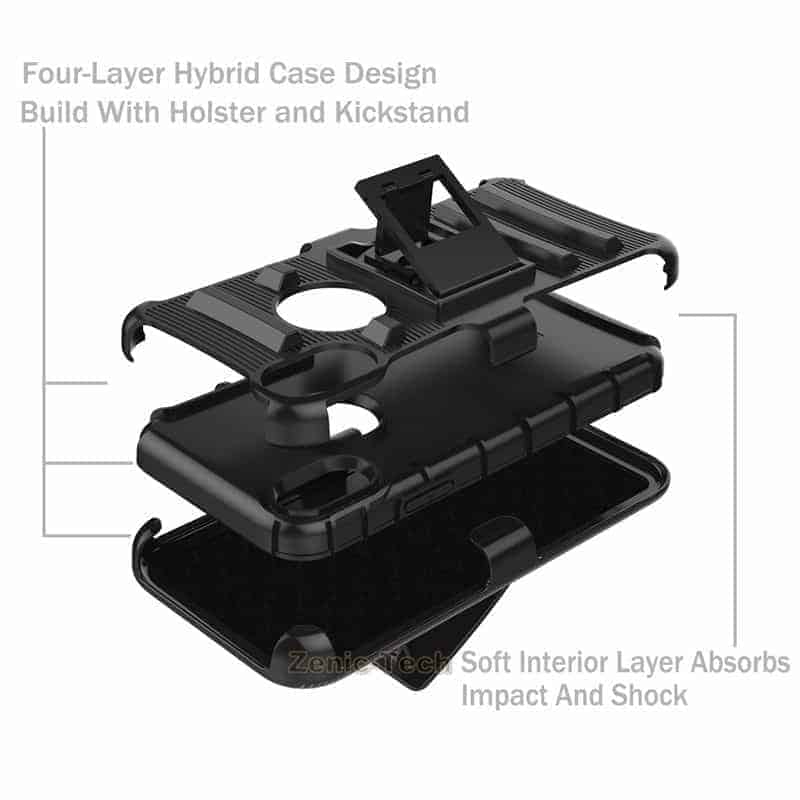Apple iPhone X Armor Holster Clip Rugged Case Black - Gorilla Cases