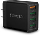 Black 4 Port USB Wall Charger USB Fast Charge