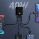 Black 4 Port USB Wall Charger USB Fast Charge