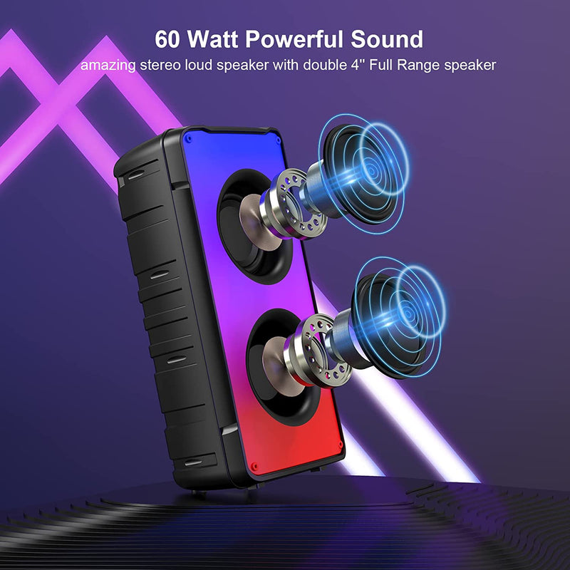 Bluetooth Speakers, 60W(80W Peak) Portable Loud Wireless Stereo Speaker - Gorilla Cases