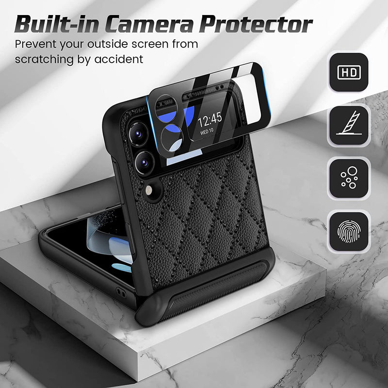 Caka Z Flip 4 Case, Galaxy Z Flip 4 Case 5G Hinge Protection -Black - Gorilla Cases