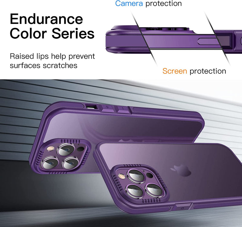 Casus Shockproof Translucent Matte Hard Back Cover iPhone 14 Pro Case Purple - Gorilla Cases