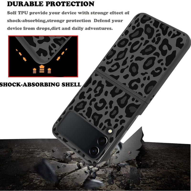 Compatible Samsung Galaxy Z Flip 4,Black Leopard TPU Protective Case Pattern - Gorilla Cases