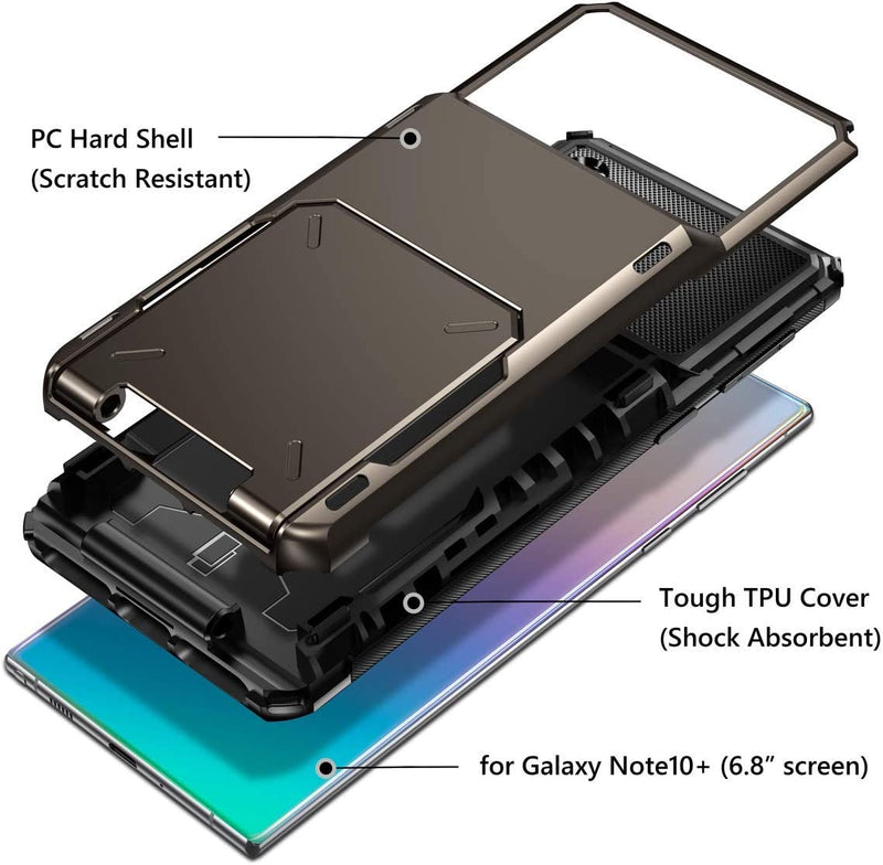 Galaxy Note 10+ 10 Plus Case Wallet 4-Slot Pocket Armor Hard Shell Cover Metal - Gorilla Cases