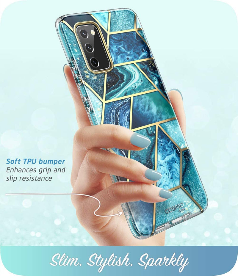 Galaxy S20 FE Marble Bumper Case with Built-in Screen Protector - Gorilla Cases