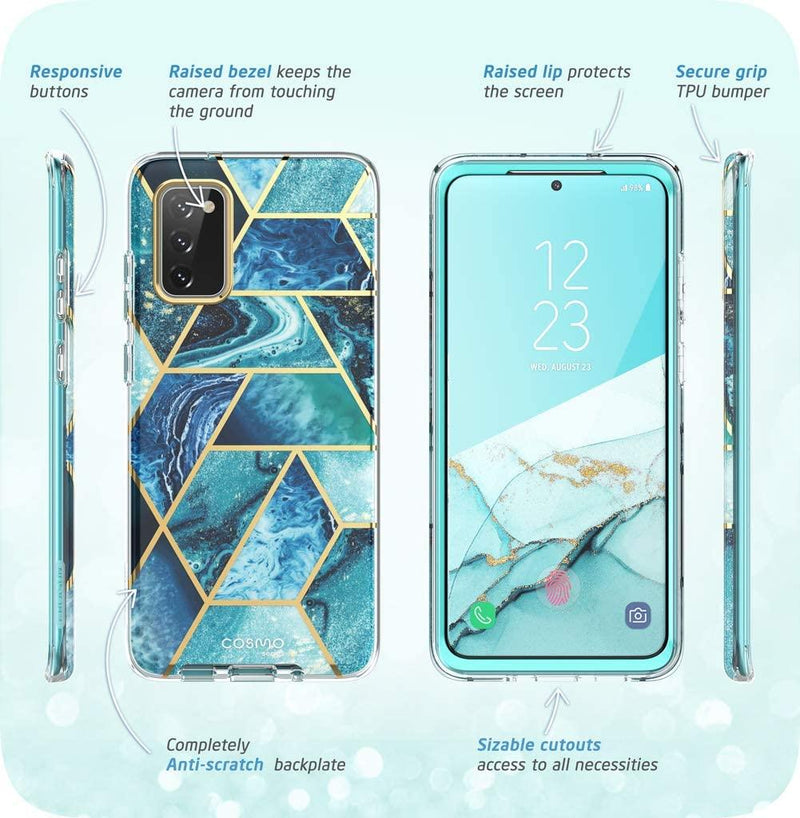 Galaxy S20 FE Marble Bumper Case with Built-in Screen Protector - Gorilla Cases