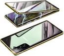 Galaxy S21 FE Case Magnetic Clear Double - Sided Tempered Glass Cover