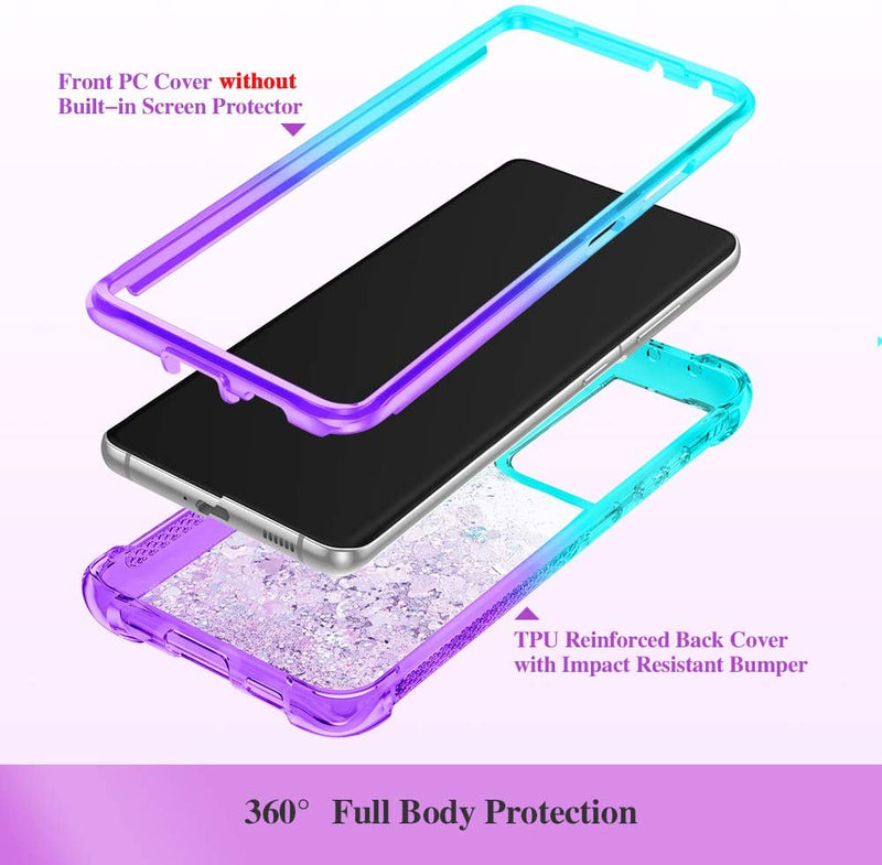 Galaxy S21 Ultra Glitter Full Body Rugged Liquid TPU Bumper Protective Girls Case - Gorilla Cases