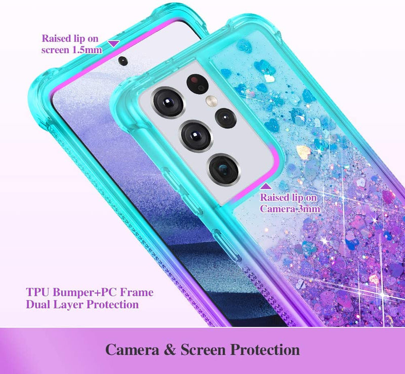 Galaxy S21 Ultra Glitter Full Body Rugged Liquid TPU Bumper Protective Girls Case - Gorilla Cases