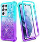 Galaxy S21 Ultra Glitter Full Body Rugged Liquid TPU Bumper Protective Girls Case