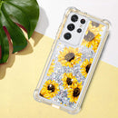 Galaxy S21 Ultra Glitter Liquid Sunflower Case For Women