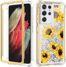 Galaxy S21 Ultra Glitter Liquid Sunflower Case For Women