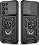 Galaxy S21 Ultra Kickstand Ring Car Case with Slide Camera Cover