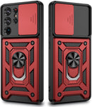 Galaxy S21 Ultra Kickstand Ring Car Case with Slide Camera Cover