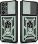 Galaxy S21 Ultra Kickstand Ring Car Case with Slide Camera Cover