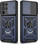 Galaxy S21 Ultra Kickstand Ring Car Case with Slide Camera Cover