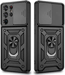 Galaxy S21 Ultra Kickstand Ring Car Case with Slide Camera Cover