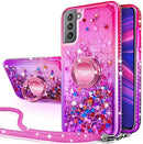 Galaxy S21 Ultra Pink Diamond Glitter Ring Case