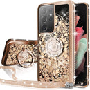 Galaxy S21 Ultra Pink Diamond Glitter Ring Case