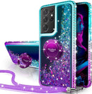 Galaxy S21 Ultra Pink Diamond Glitter Ring Case