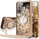 Galaxy S21 Ultra Pink Diamond Glitter Ring Case