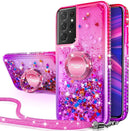 Galaxy S21 Ultra Pink Diamond Glitter Ring Case