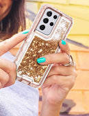 Galaxy S21 Ultra Shinny Liquid Quicksand 3 in 1 Heavy Duty Shockproof Protective Case
