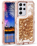 Galaxy S21 Ultra Shinny Liquid Quicksand 3 in 1 Heavy Duty Shockproof Protective Case