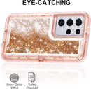 Galaxy S21 Ultra Shinny Liquid Quicksand 3 in 1 Heavy Duty Shockproof Protective Case