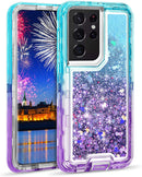 Galaxy S21 Ultra Shinny Liquid Quicksand 3 in 1 Heavy Duty Shockproof Protective Case