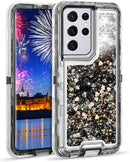 Galaxy S21 Ultra Shinny Liquid Quicksand 3 in 1 Heavy Duty Shockproof Protective Case