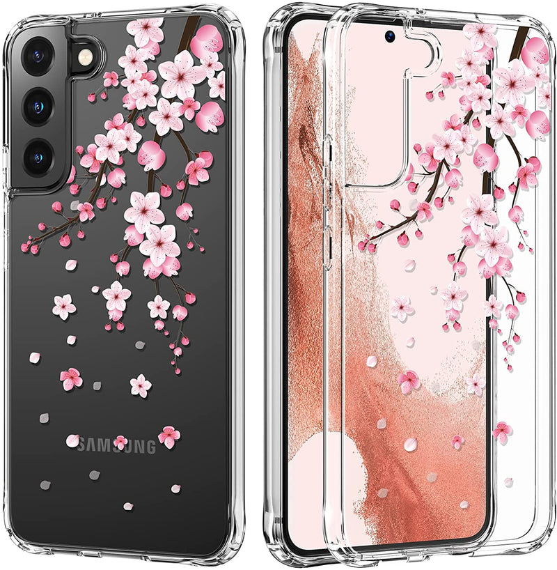 Galaxy S22 Clear Design Girly Flower Case for Women Girls - Gorilla Cases