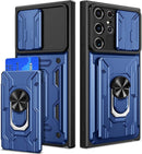 Galaxy S22 Ultra Magnetic Ring Kickstand Slide Camera Wallet Case