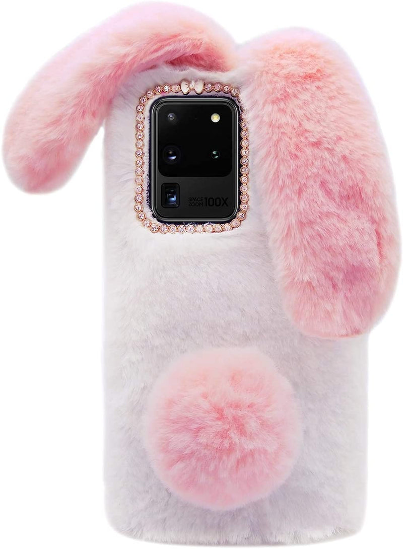 Galaxy S23 Plus Plush Warm Fluffy Furry Rabbit Case for Women - Gorilla Cases