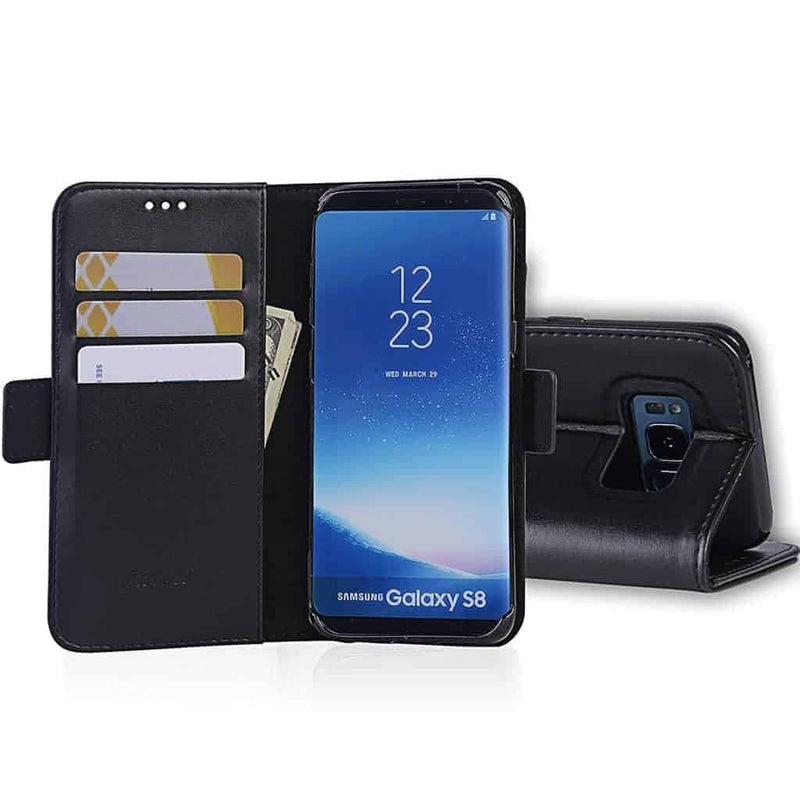 Galaxy S8 Plus Wallet Case Black Luxury Leather Protective Case - Gorilla Cases