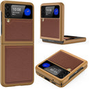 Galaxy Z Flip 3 Case PC+Cross - Grain Leather Design | Galaxy Z Flip 3 Case Anti - Slip Texture Case