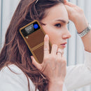 Galaxy Z Flip 3 Case PC+Cross - Grain Leather Design | Galaxy Z Flip 3 Case Anti - Slip Texture Case