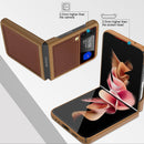 Galaxy Z Flip 3 Case PC+Cross - Grain Leather Design | Galaxy Z Flip 3 Case Anti - Slip Texture Case