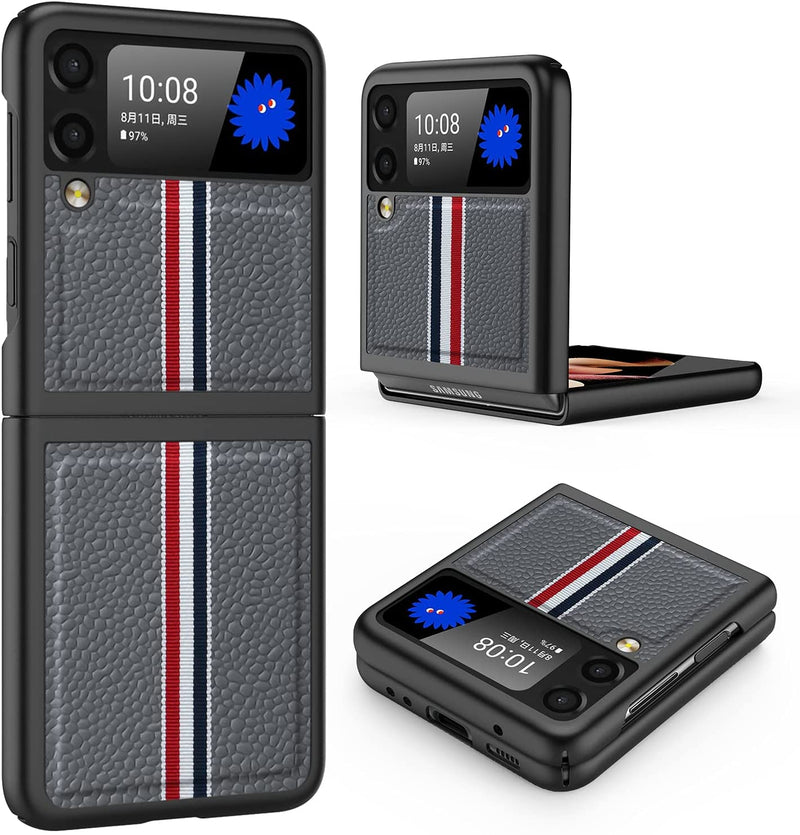 Galaxy Z Flip 3 Case PC+Cross-Grain Leather Design | Galaxy Z Flip 3 Case Anti-Slip Texture Case - Gorilla Cases